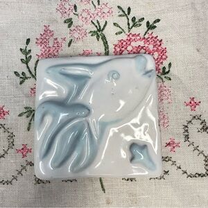Vintage 1991 Terra Cotta Fish Tile by K. Rinke – Hand-Painted 3.5”